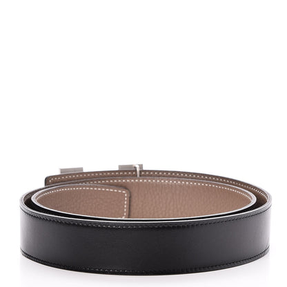 Hermes Box Togo 32mm H Belt 85 Black Etoupe 3 of 9