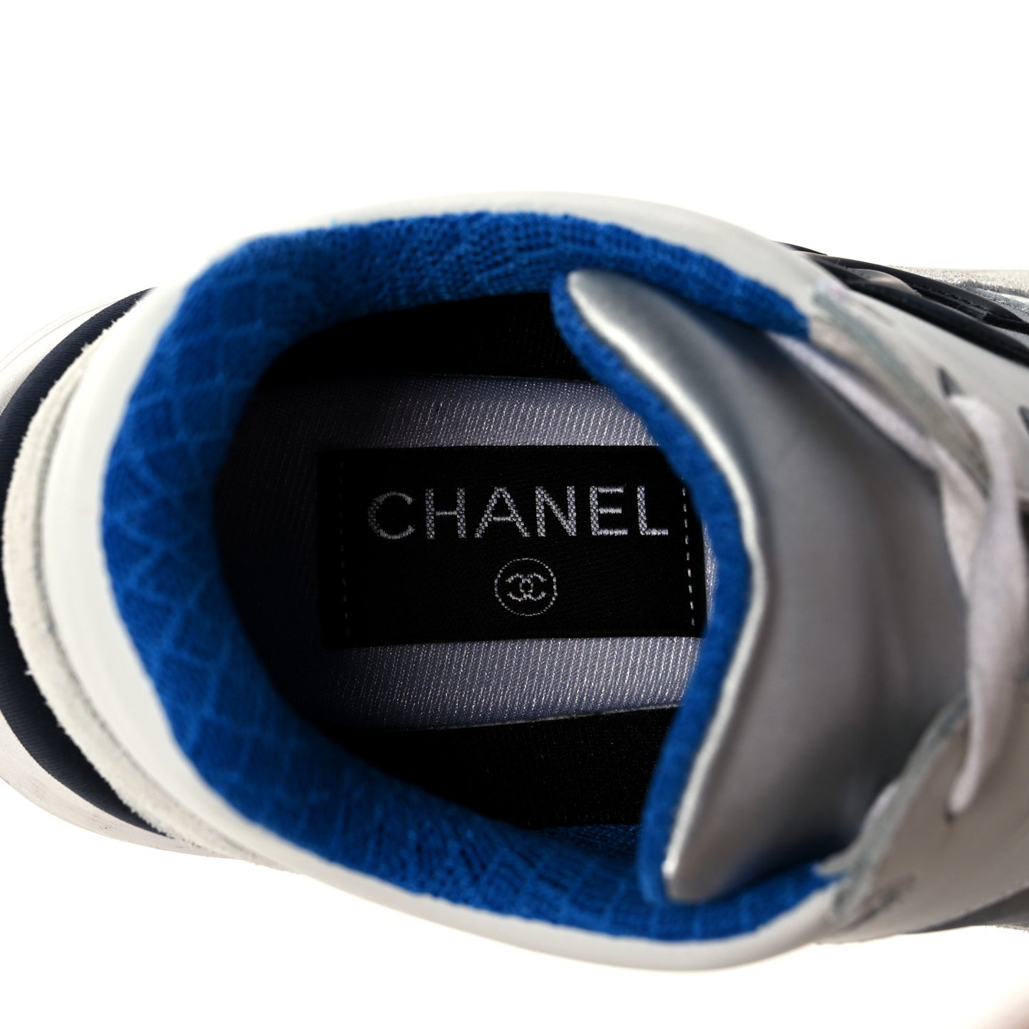 Calfskin Fabric Sneakers 37 White Silver Fluo Blue