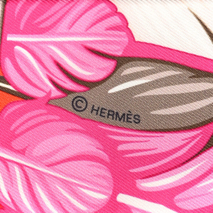 Hermes Silk La Danse Pacifique Twilly Orange Fuchsia Kaki 3 of 4