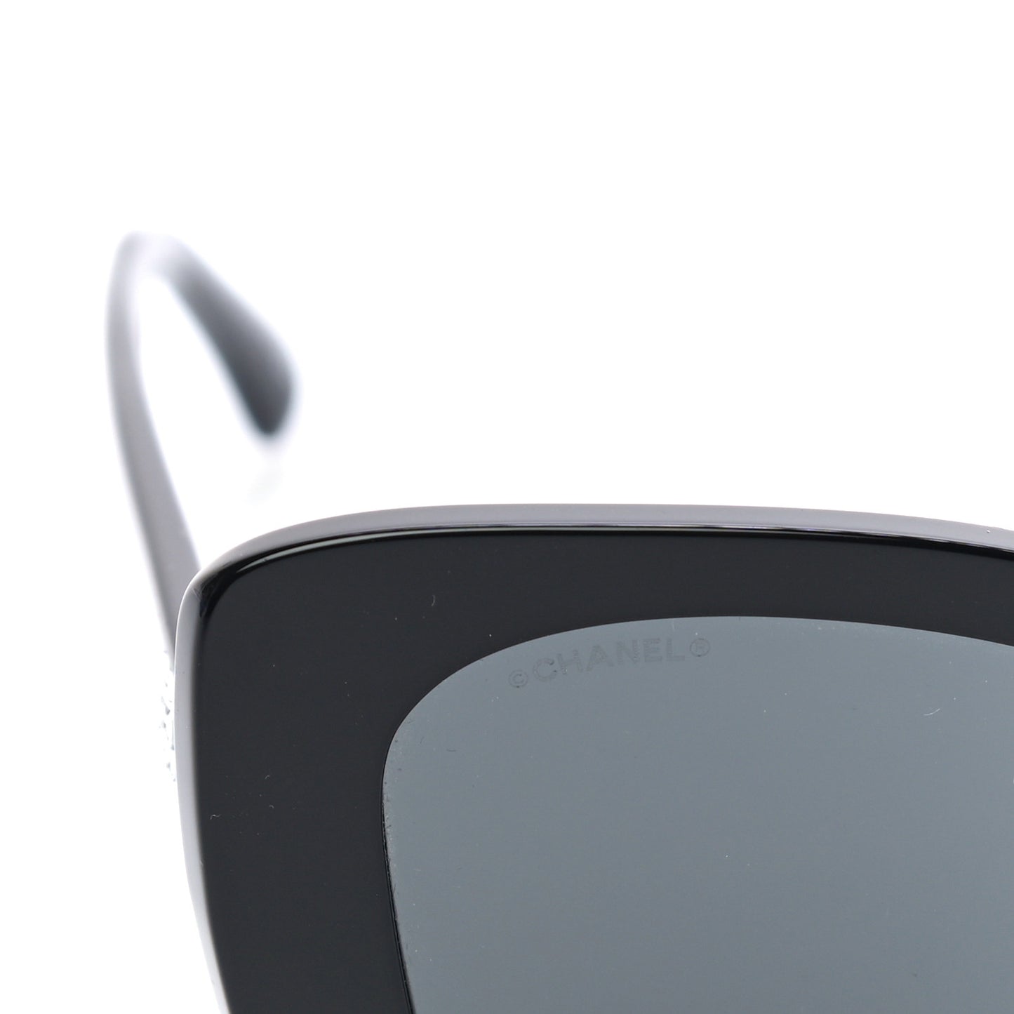 Acetate Strass Square Sunglasses 5422-B Black White