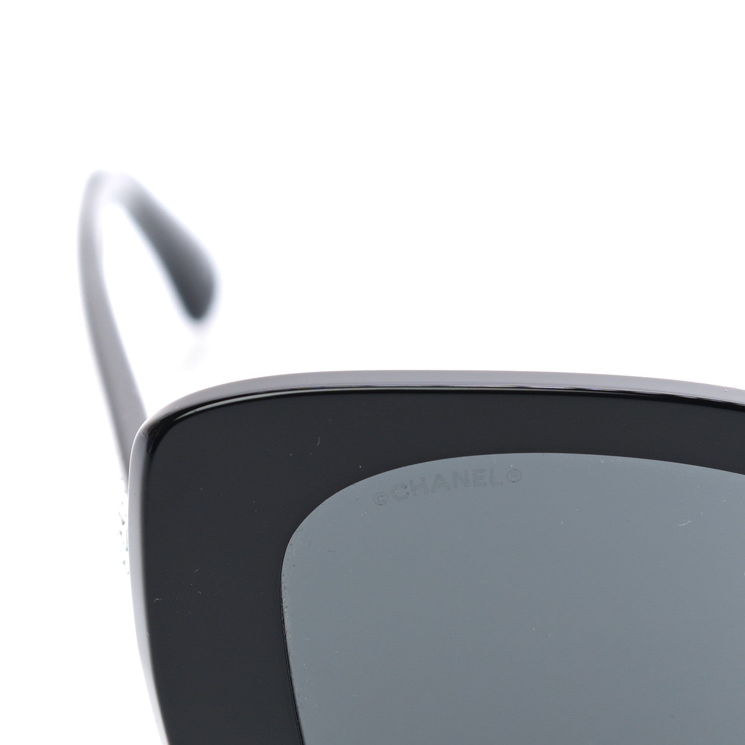 Chanel Acetate Strass Square Sunglasses 5422-B Black White 6 of 9