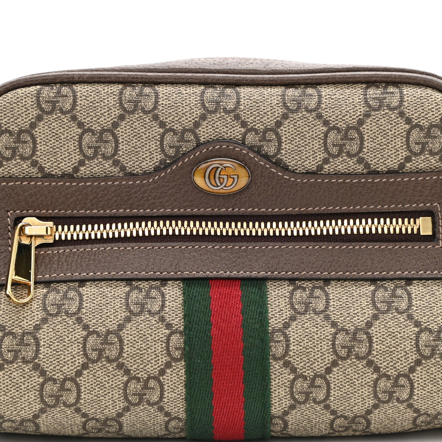 GG Supreme Monogram Web Small Ophidia Belt Bag Dark Brown