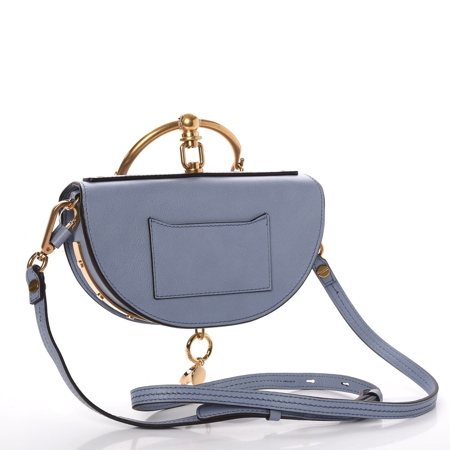 Calfskin Small Nile Bracelet Minaudiere Bag Washed Blue