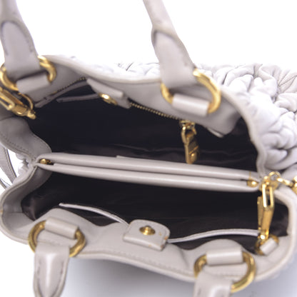 Miu Miu Nappa Matelasse Bauletto Top Handle Bowler Pomice 5 of 24