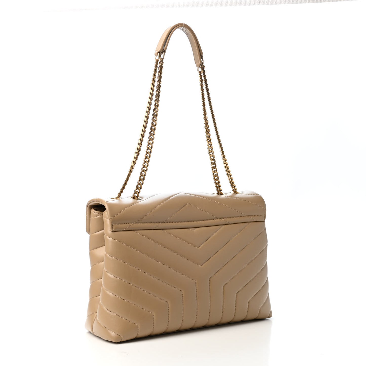 Calfskin Y Quilted Monogram Medium Loulou Chain Satchel Dark Latte