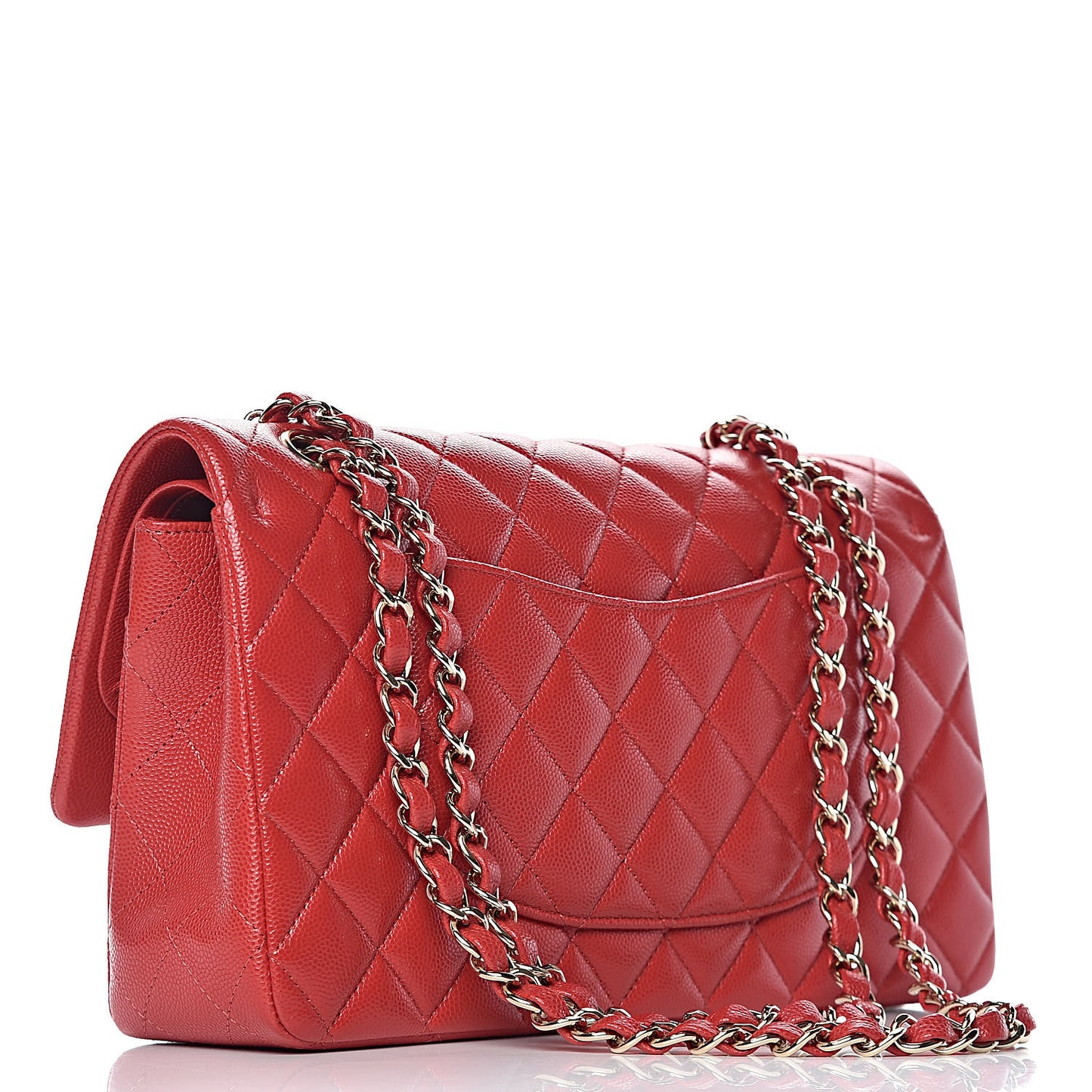 Caviar Quilted Medium Double Flap Red