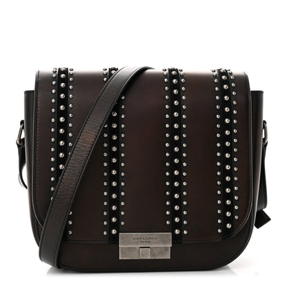 Saint Laurent Smooth Calfskin Suede Betty Stud Stripe Flap Messenger Black 1 of 14
