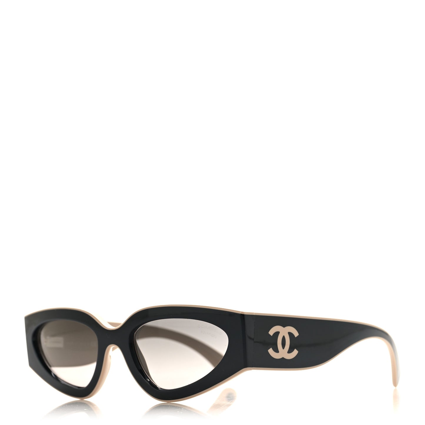 Acetate Cat Eye Sunglasses 6056 Black Beige