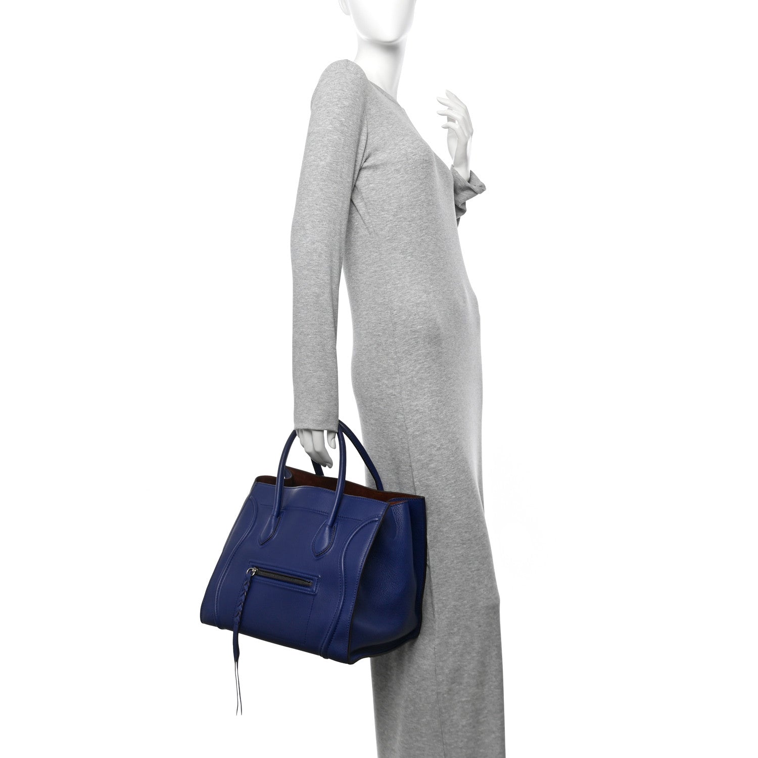 Celine Grained Calfskin Medium Phantom Luggage Indigo 2 of 14