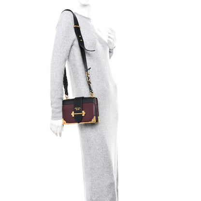 Prada City Calfskin Saffiano Cahier Bag Granato Black 2 of 13