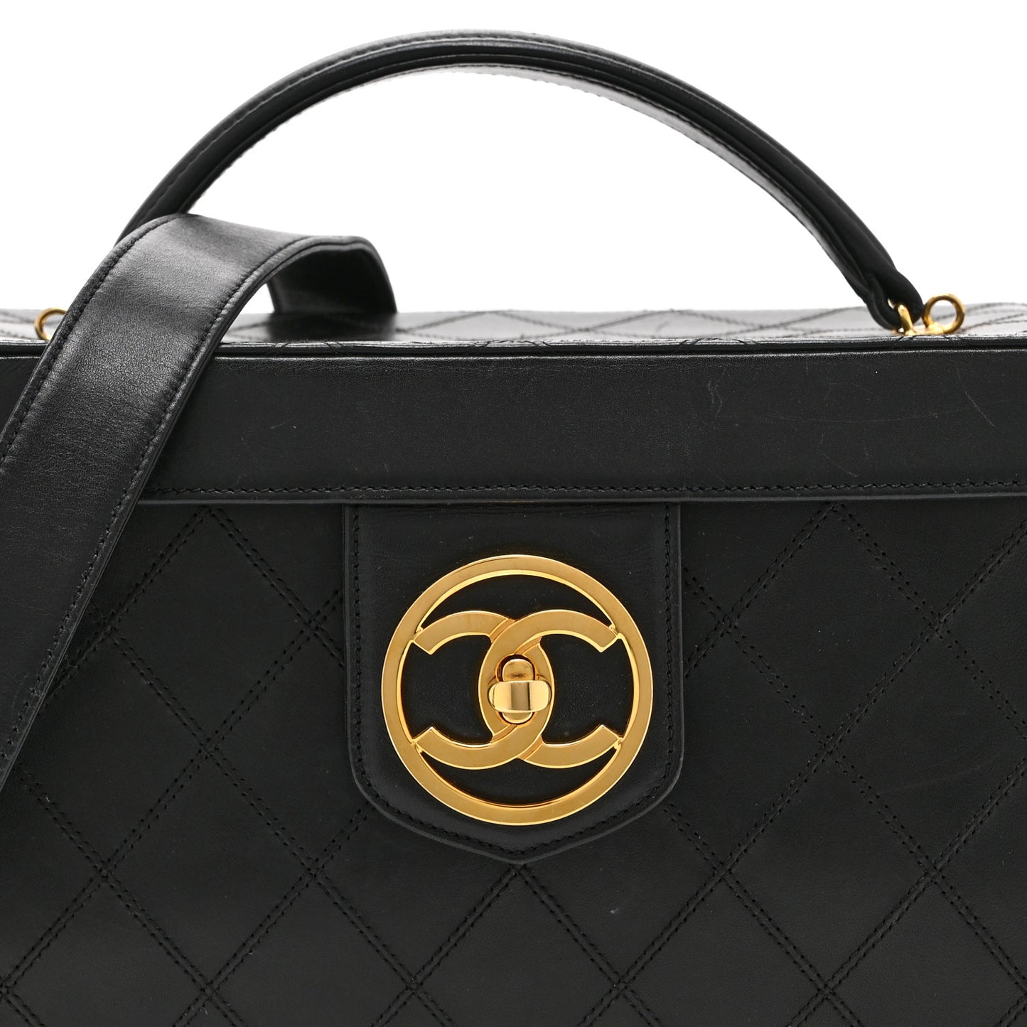Calfskin Stitch Vanity Case Black
