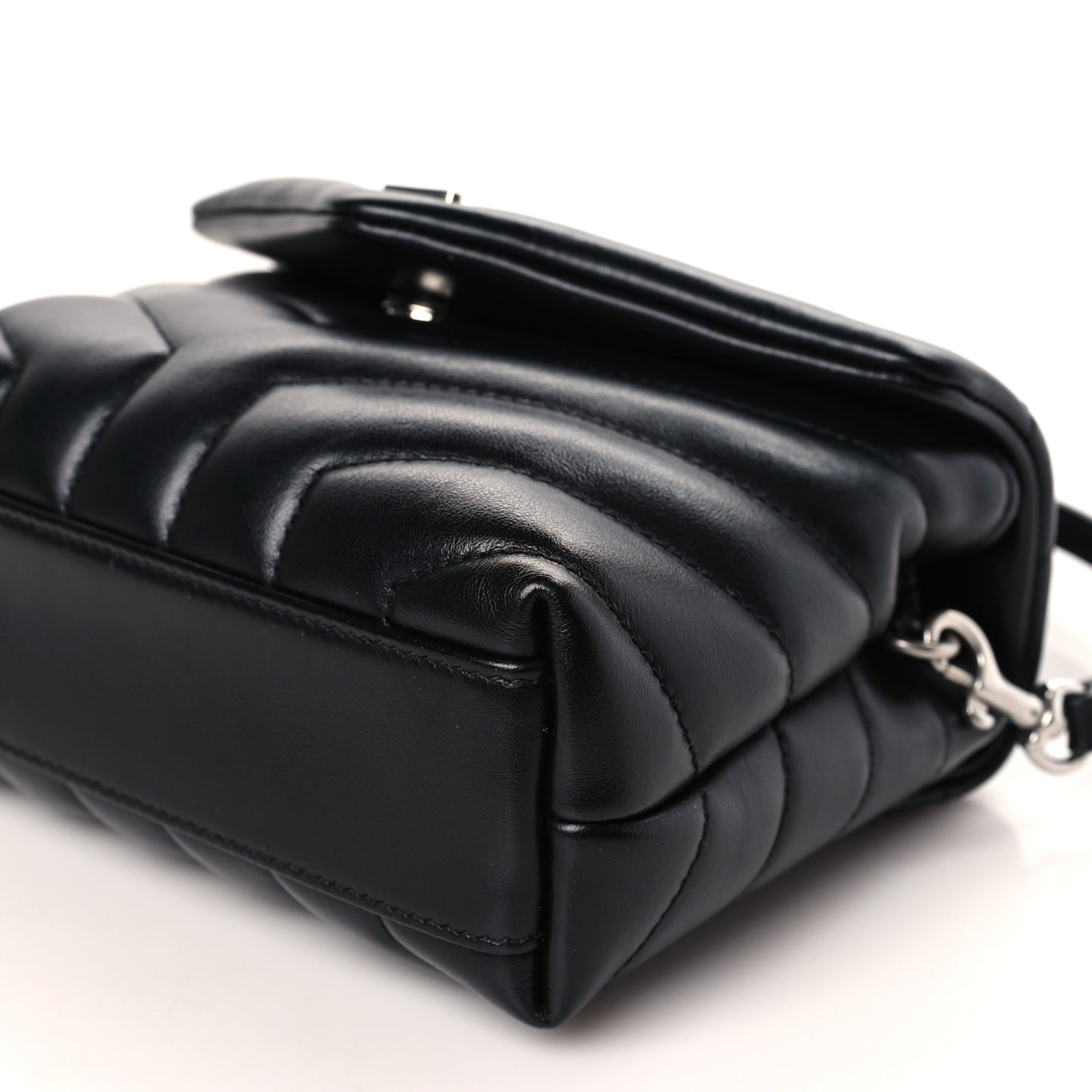 Calfskin Y Quilted Monogram Toy Loulou Crossbody Bag Black