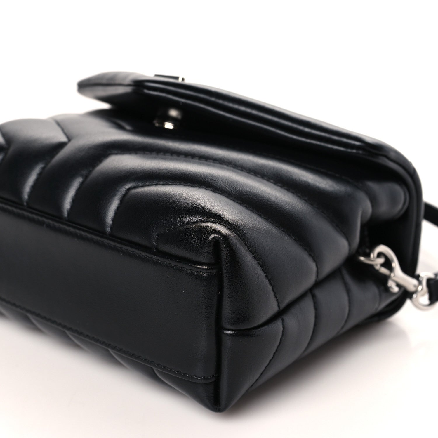 Saint Laurent Calfskin Y Quilted Monogram Toy Loulou Crossbody Bag Black 9 of 9