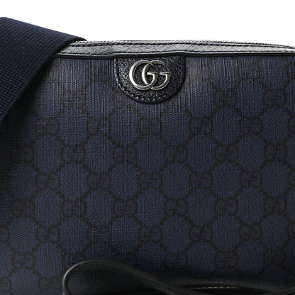 Gucci GG Supreme Monogram Textured Dollar Calfskin Web Ophidia Wristlet Shoulder Bag Black Blue 8 of 10