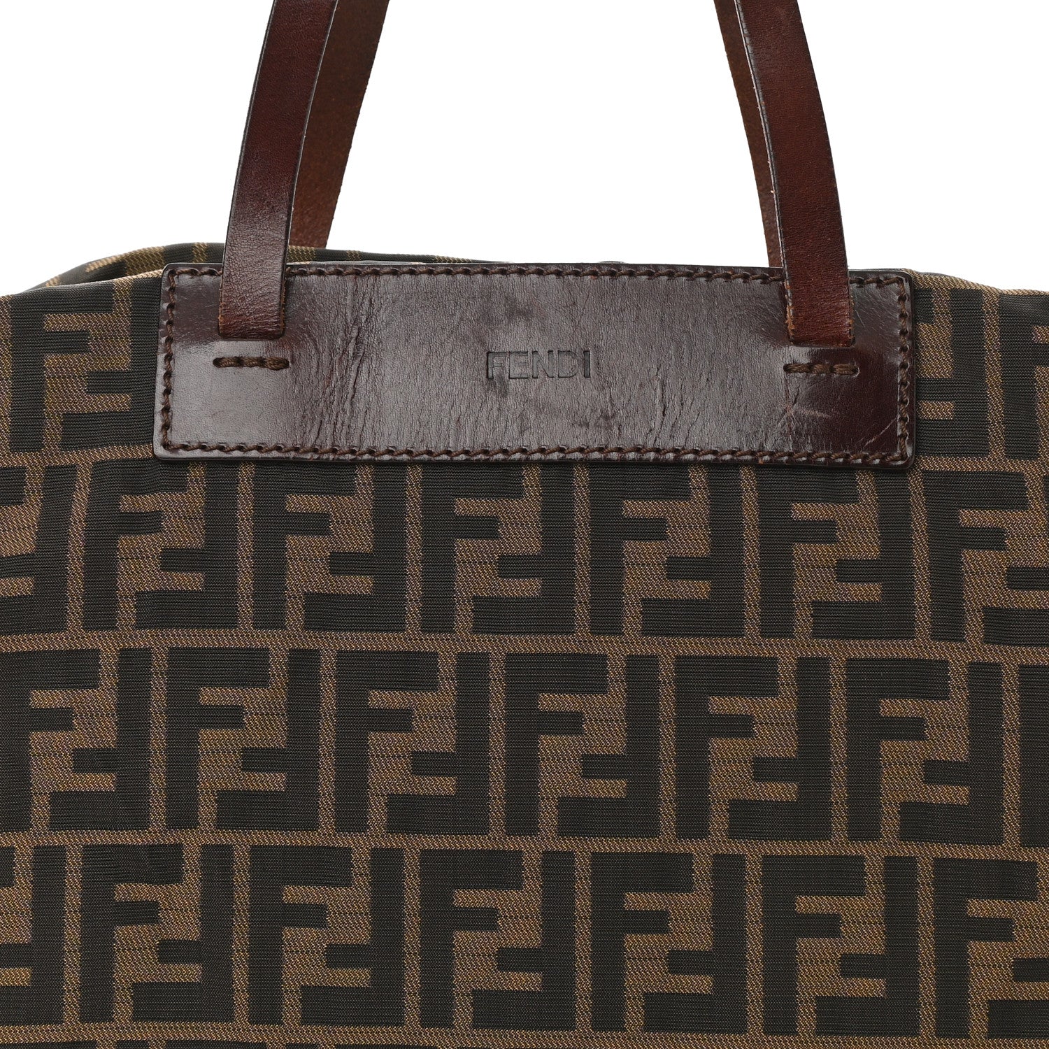 Fendi Zucca Calfskin Large Shopper Tote Tobacco 6 of 9