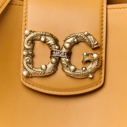Dolce & Gabbana Smooth Calfskin Small DG Amore Satchel Bag Camel 7 of 9