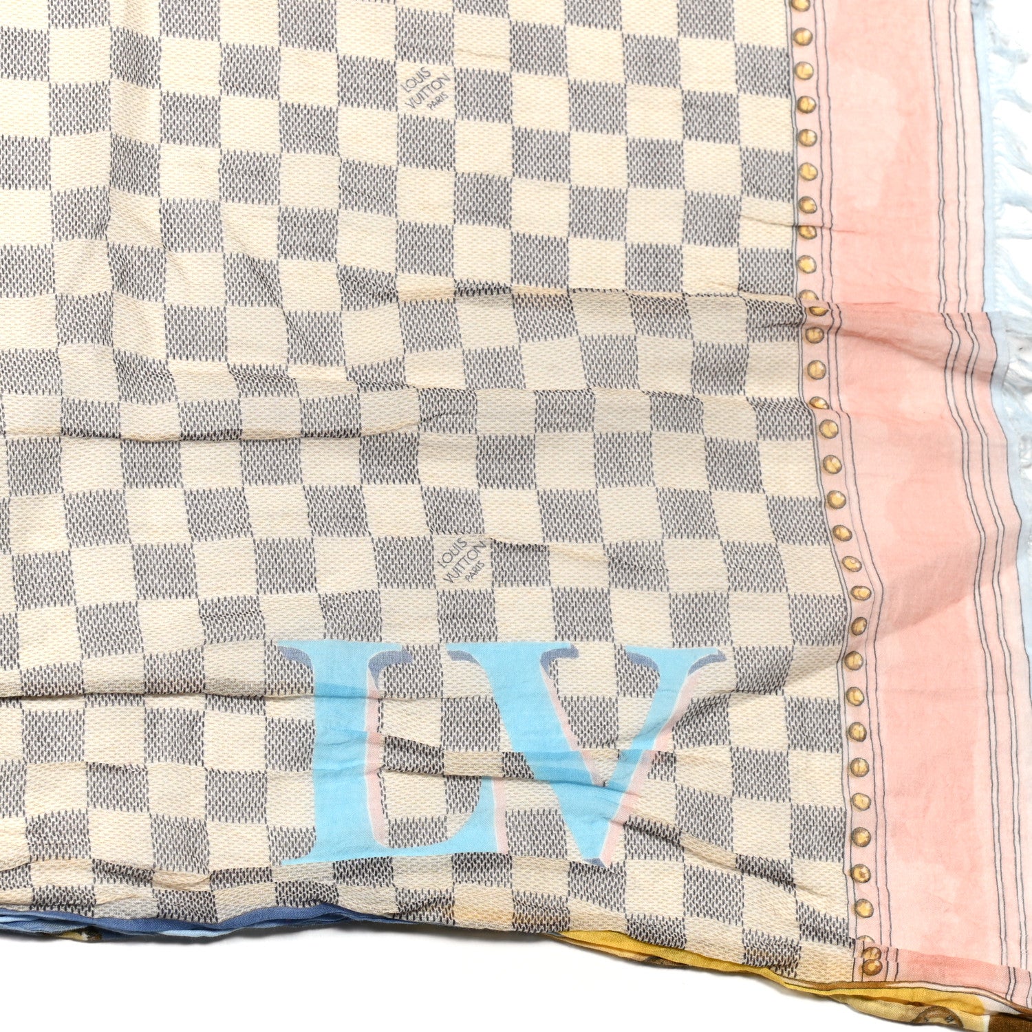 Louis Vuitton Cotton Damier Azur Summer Trunk Bandana Scarf 3 of 5