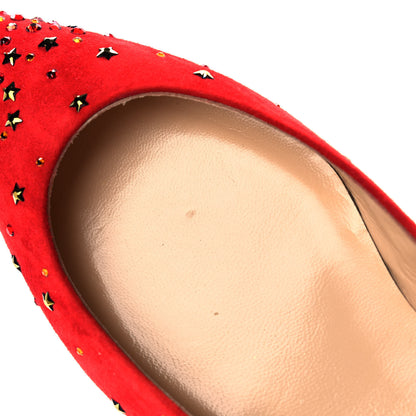 Christian Louboutin Veau Velours Embellished Gravitanita Starry Flats 39 Red 8 of 11
