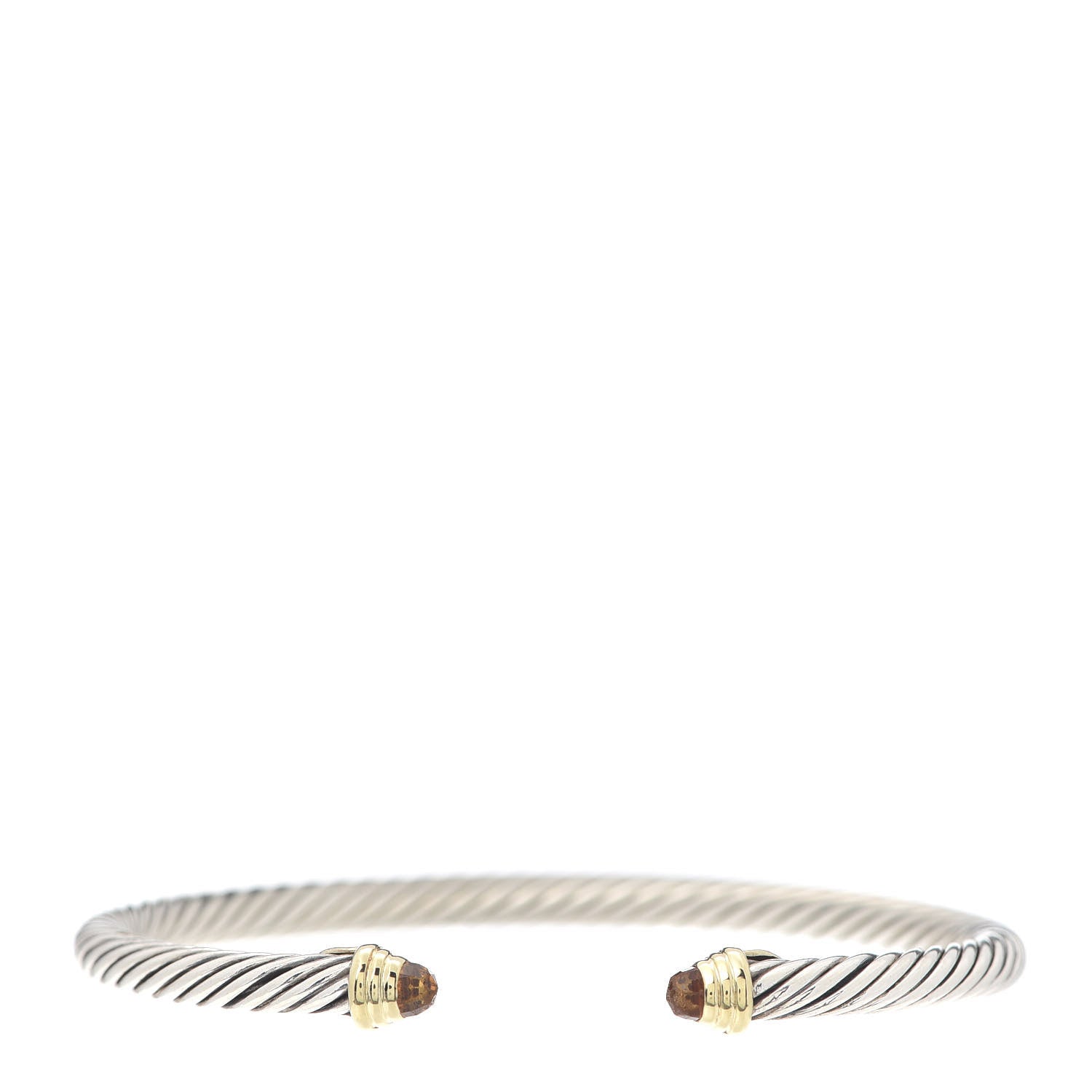 David Yurman Sterling Silver 18K Yellow Gold Citrine 4mm Cable Classics Bracelet 1 of 5
