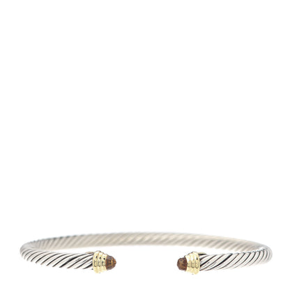 David Yurman Sterling Silver 18K Yellow Gold Citrine 4mm Cable Classics Bracelet 1 of 5