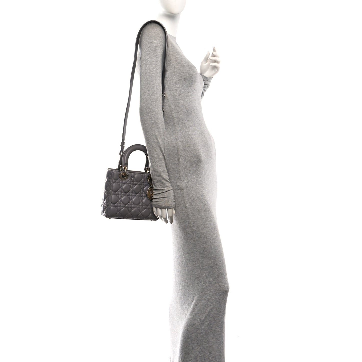 Lambskin Cannage Small My ABCDior Lady Dior Grey