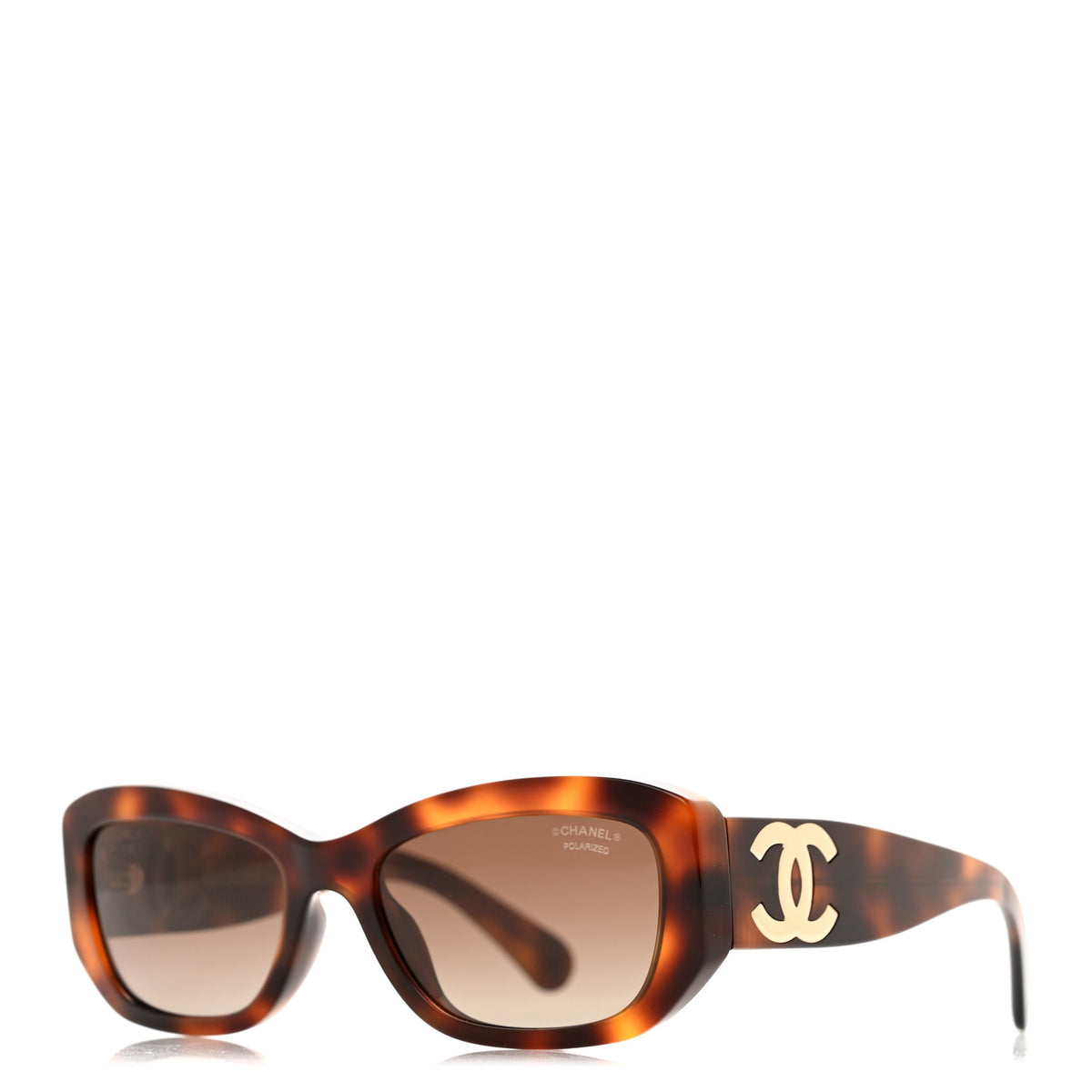 Chanel Acetate Polarized Rectangle Sunglasses 5493-A Tortoise 1 of 10