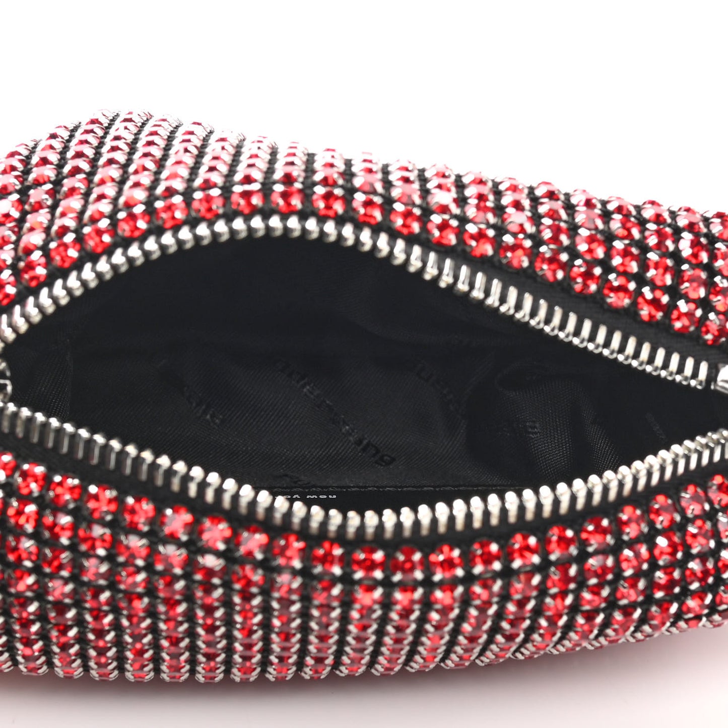 Mesh Crystal Rhinestone Mini Heiress Pouch Red