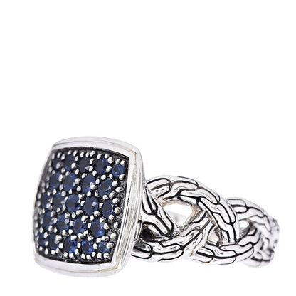 John Hardy Sterling Silver Blue Sapphire Classic Chain Ring 57 8 3 of 5