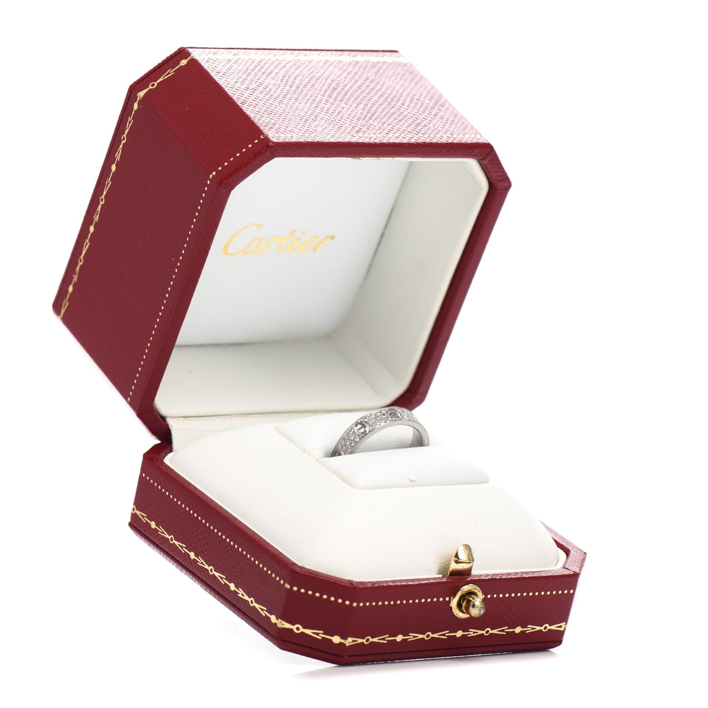 18K White Gold Diamond 4mm LOVE Wedding Paved Band Ring 49 4.75