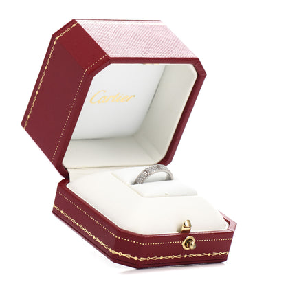 Cartier 18K White Gold Diamond 4mm LOVE Wedding Paved Band Ring 49 4.75 4 of 4