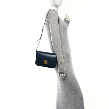 Celine Shiny Calfskin Medium Triomphe Navy Blue 2 of 13