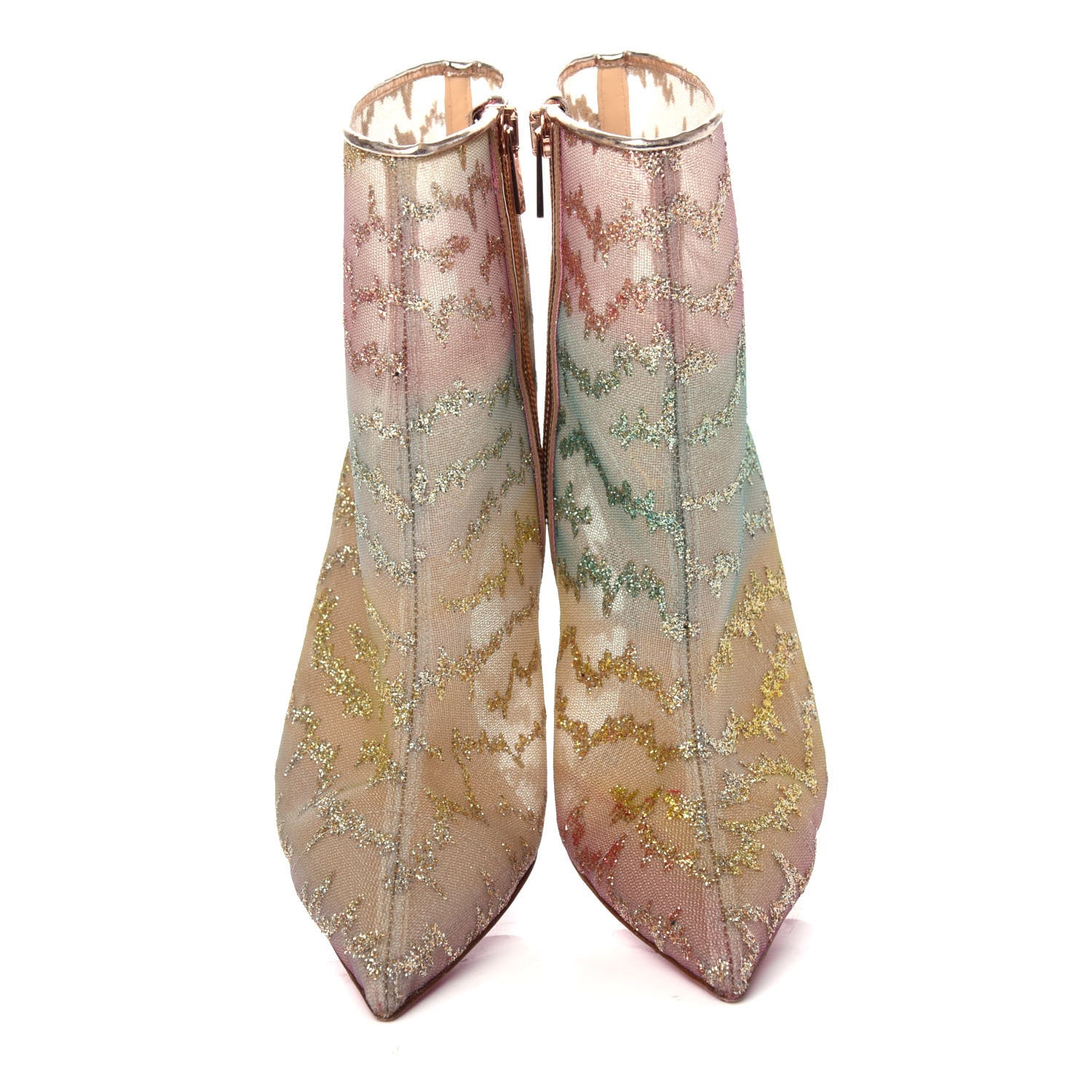 Christian Louboutin Rete Tulle Nancy Bootie 100 Ankle Boots 39.5 Multicolor Blush 5 of 11
