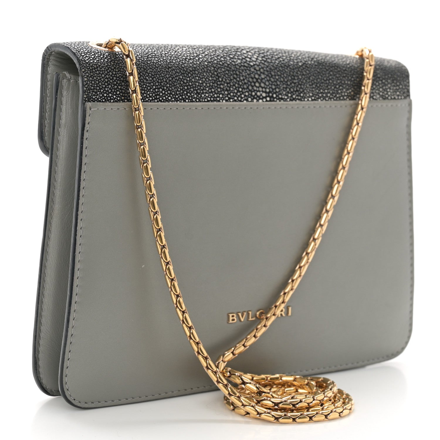 Bulgari Galuchat Calfskin Serpenti Forever Crossbody Bag Grey 3 of 14