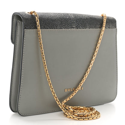 Bulgari Galuchat Calfskin Serpenti Forever Crossbody Bag Grey 3 of 14