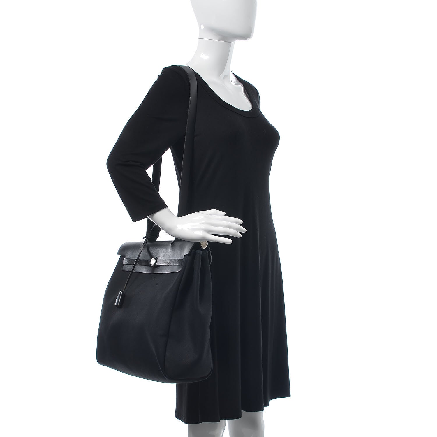 Hermes Toile Vache Calfskin Herbag 40 GM Black 2 of 14