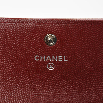Chanel Caviar Chevron Quilted Flap Boy Card Holder Dark Red 6 of 8