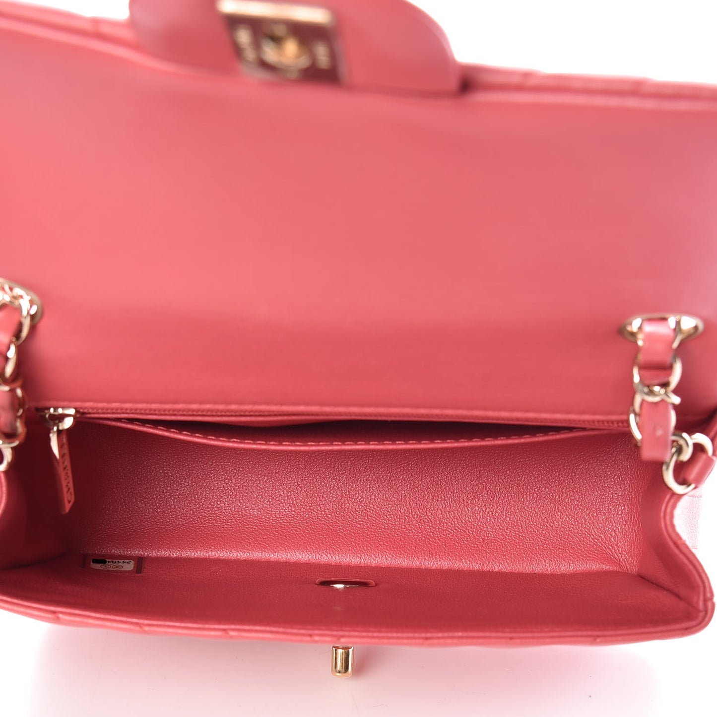 Lambskin Chevron Quilted Mini Rectangular Flap Pink