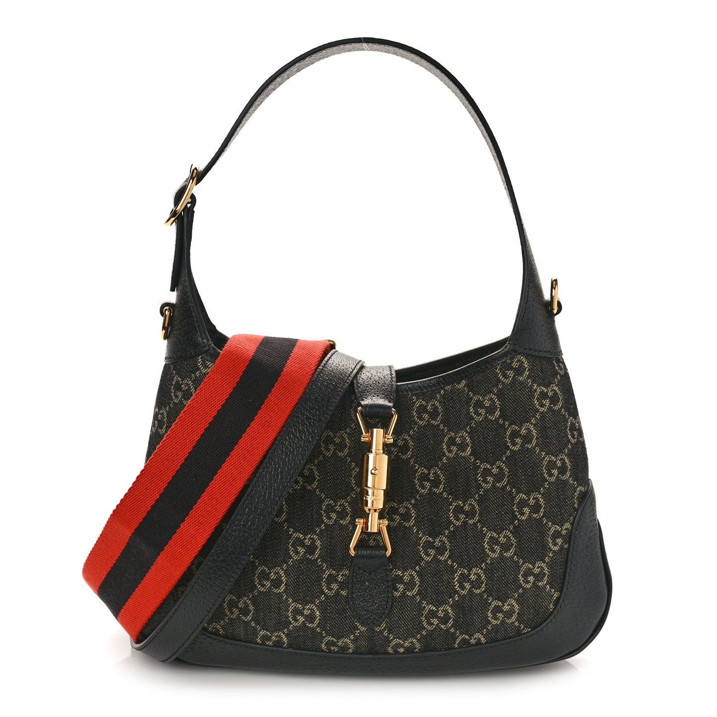 Jacquard Denim GG Monogram Small Jackie 1961 Hobo Black Ivory