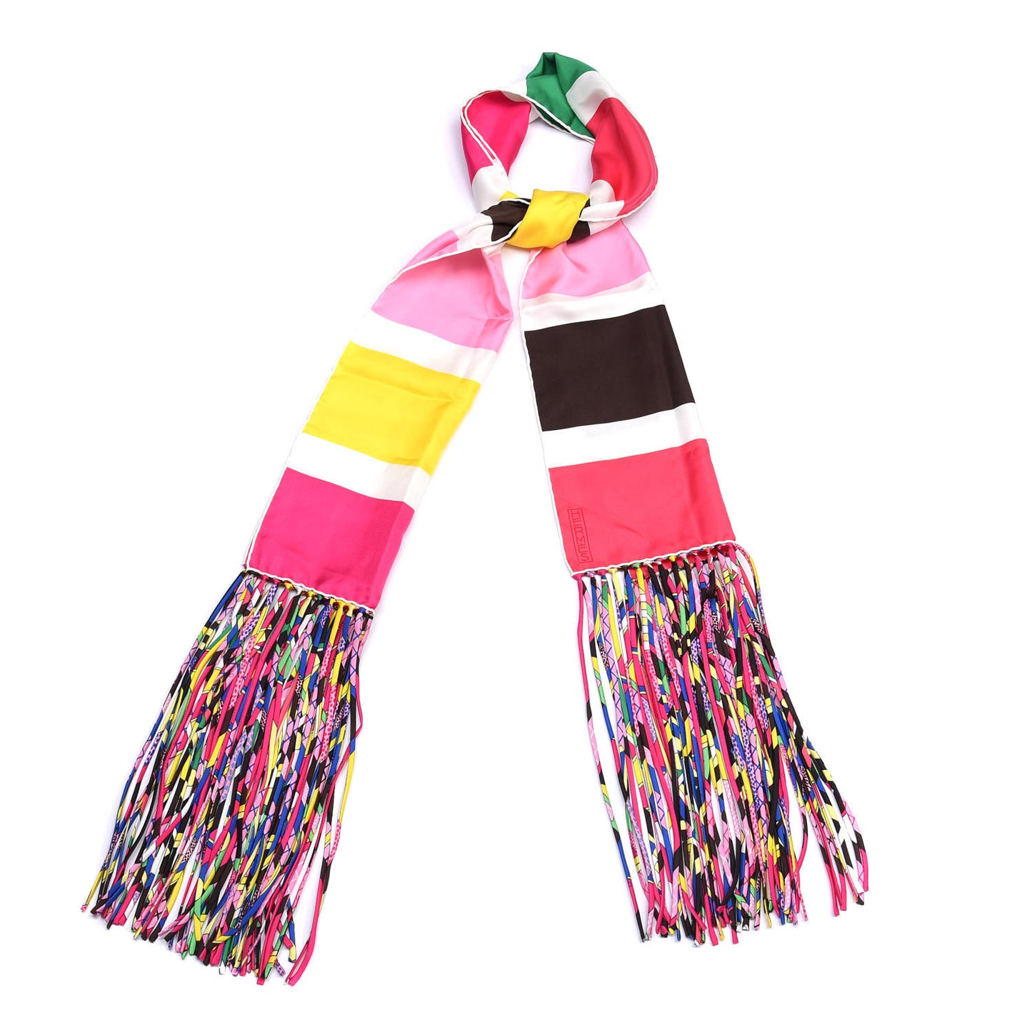 Silk Striped Fringe Scarf Multicolor
