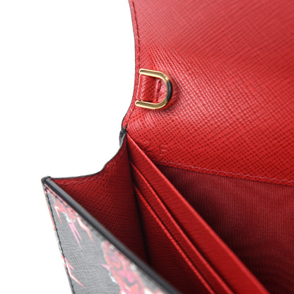Prada X UNIVERSAL STUDIOS Saffiano Frankenstein Rose Chain Wallet Lacca 9 of 11