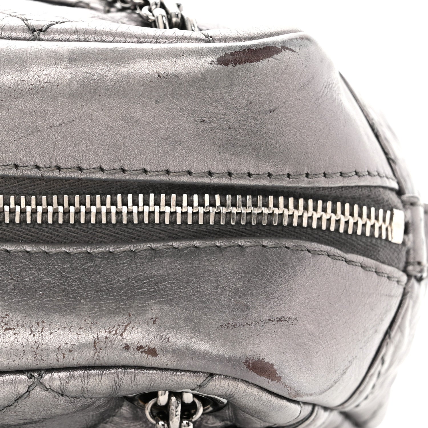 Chanel Metallic Aged Calfskin Quilted Medium Reissue Camera Case Dark Silver 12 of 12