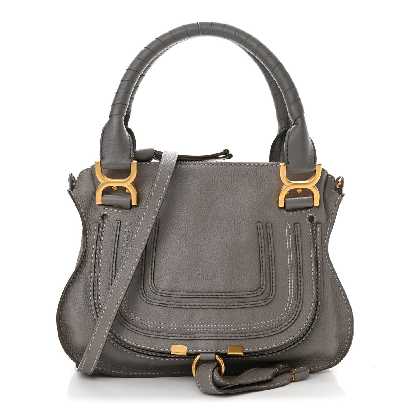 Calfskin Small Marcie Satchel Cashmere Grey