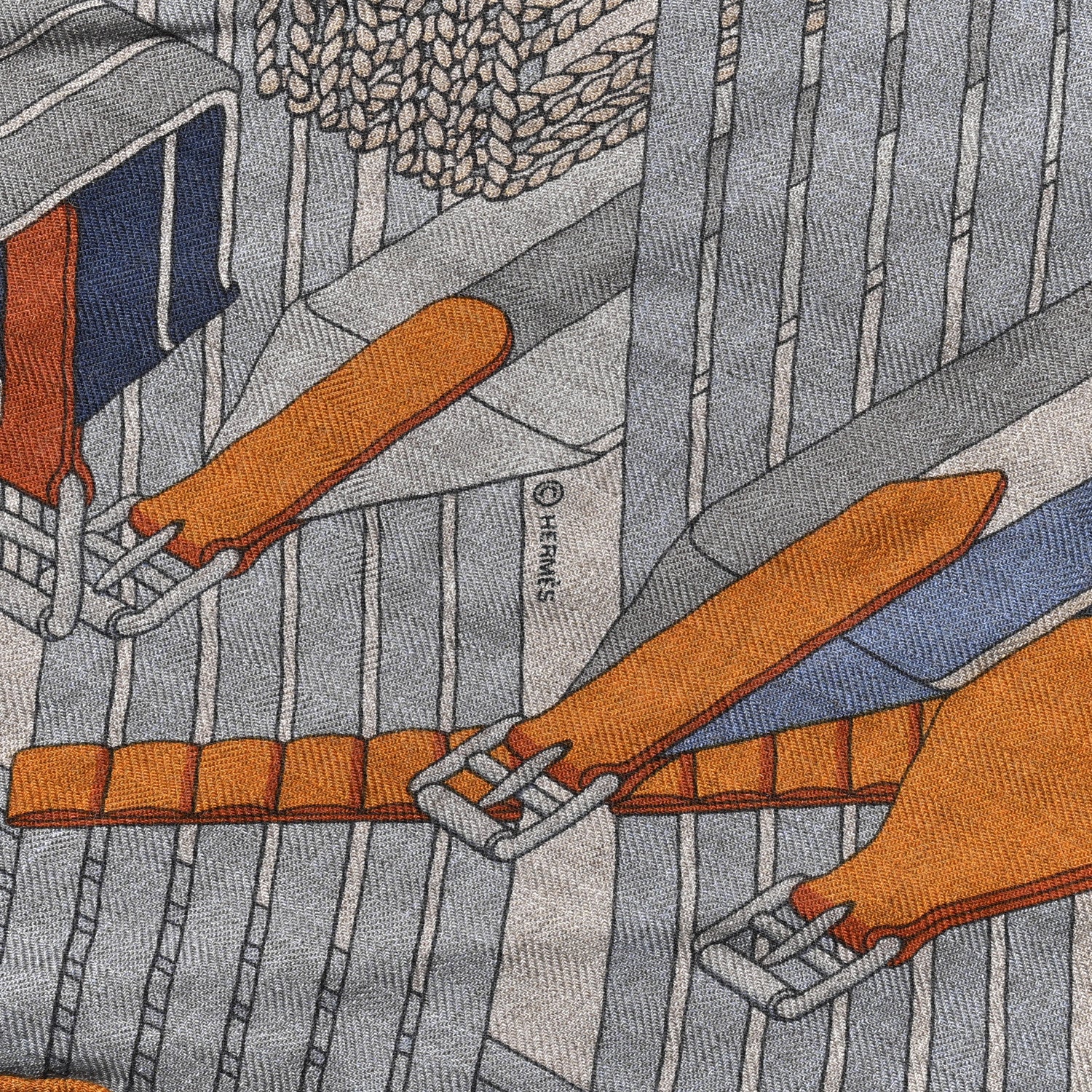 Hermes Cashmere Silk Sangles En Zigzag Giant Triangle Scarf