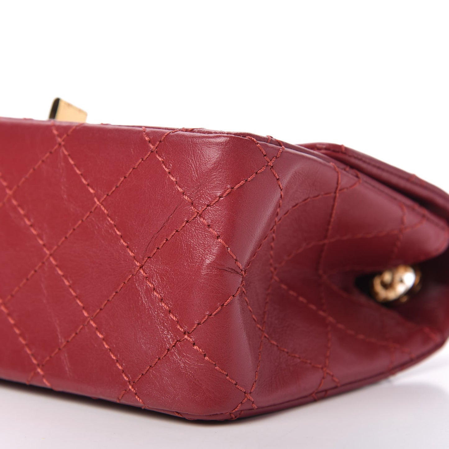 Aged Calfskin Quilted 2.55 Reissue Mini Flap Red