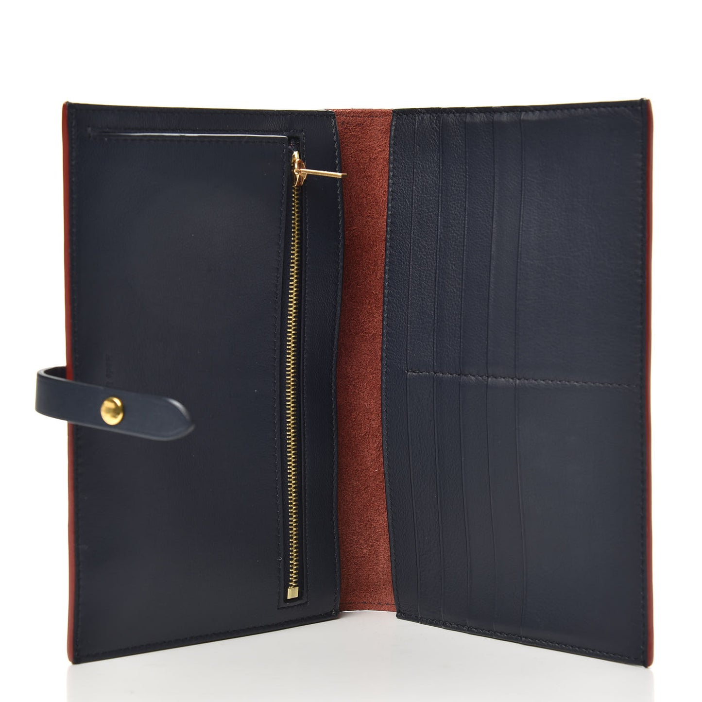 Grained Calfskin Large Multifunction Strap Wallet Coquelicot