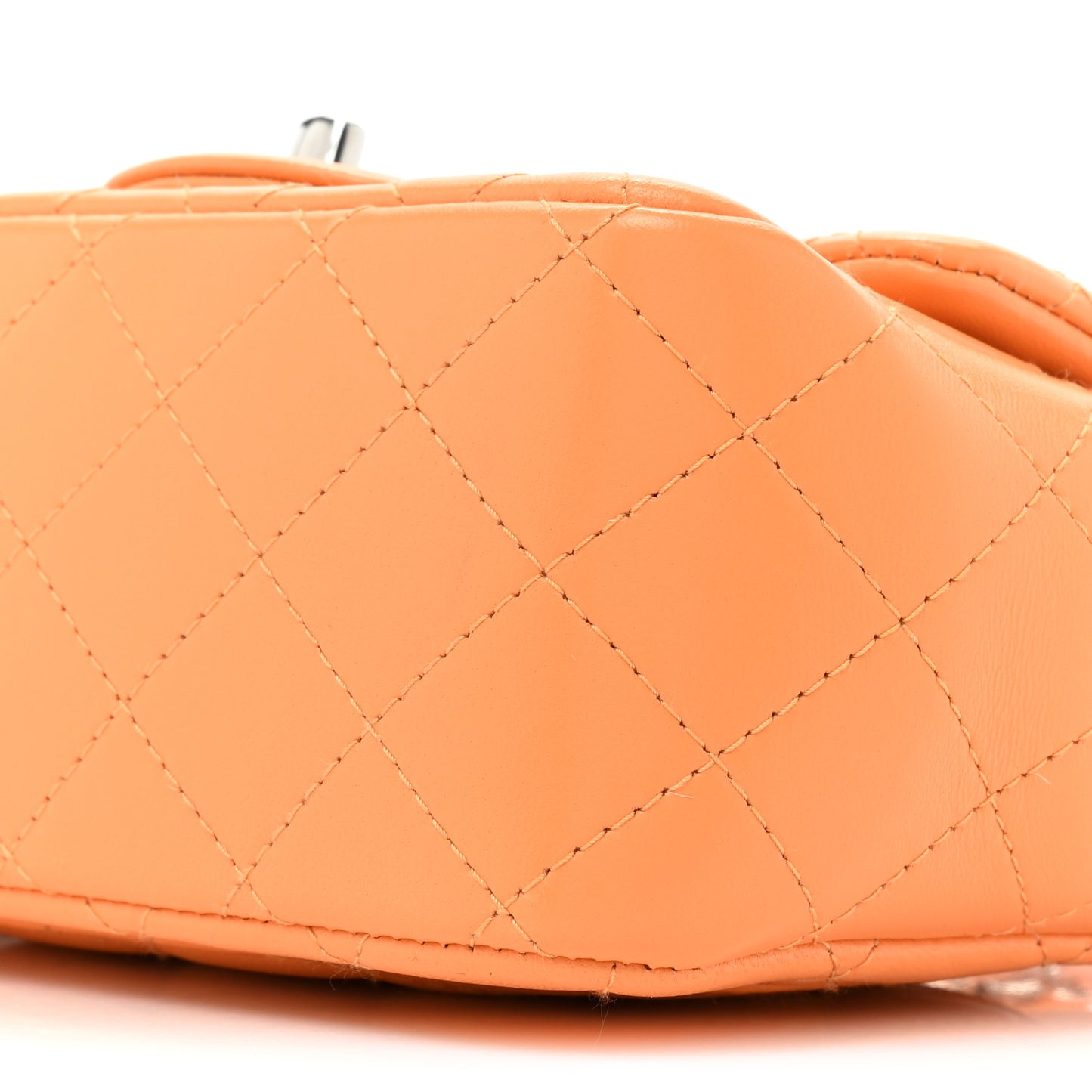 Lambskin Quilted Mini Square Flap Light Orange
