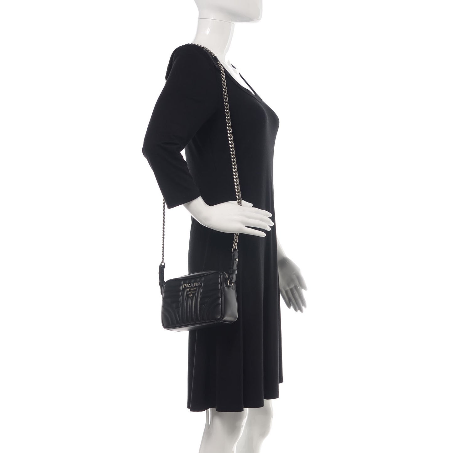 Soft Calfskin Diagramme Crossbody Bag Black