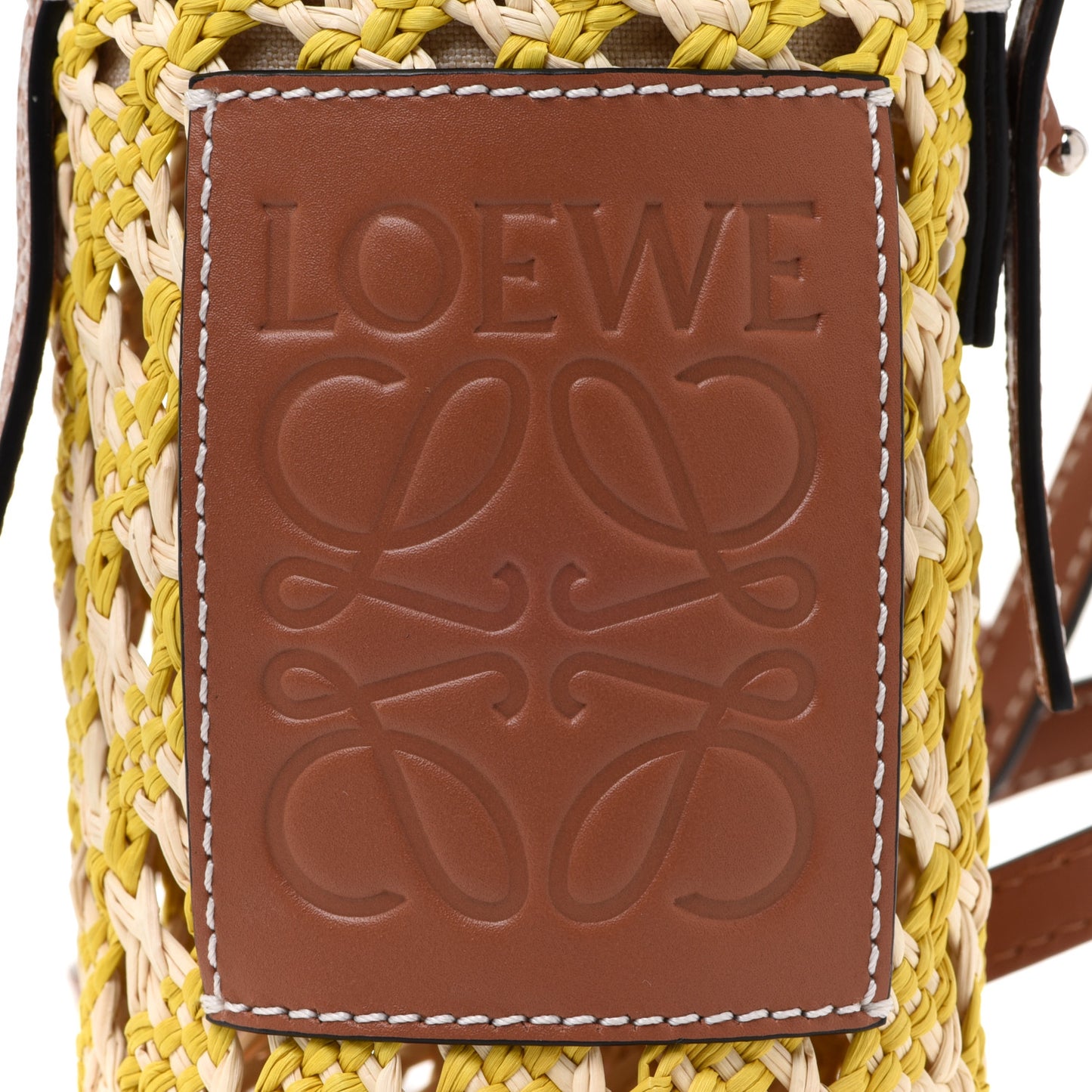 Calfskin Raffia Paulas Ibiza Bucket Bag Natural Yellow