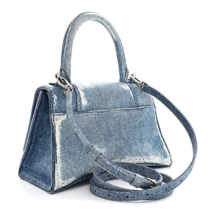 Balenciaga Nappa Denim Printed Small Hourglass Top Handle Bag Denim Blue 3 of 11