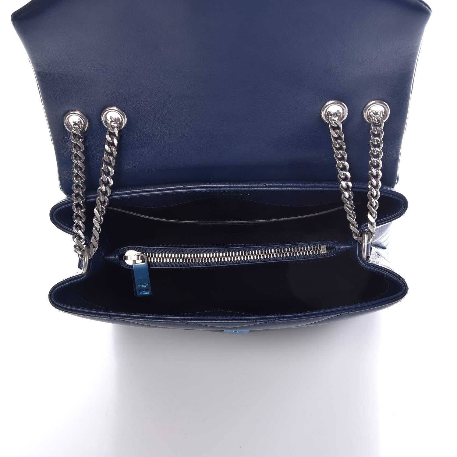 Saint Laurent Calfskin Y Quilted Monogram Small Loulou Chain Satchel Denim Blue 5 of 7